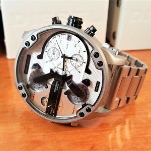 NEW DIESEL DZ7421 MR. DADDY 2.0 Silver Multizone Chronograph Men's Watch with